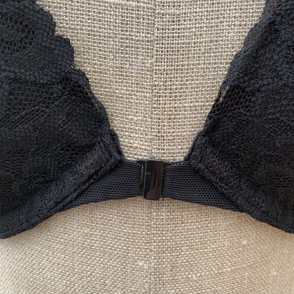 Victoria's Secret Bra 32D Black Lace Padded Push Up Underwire Racerback NWT New - Picture 4 of 16